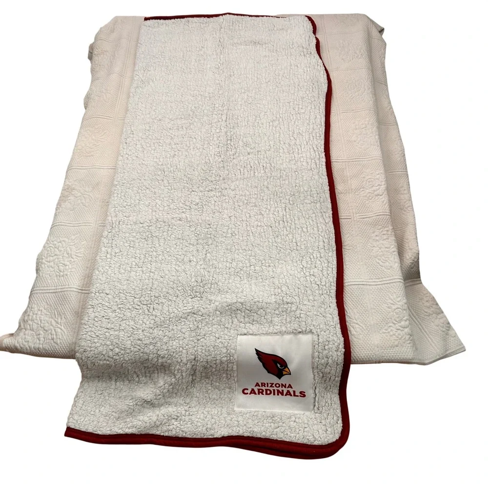 Arizona Cardinals Northwest Sherpa Throw Blanket NFL White Red Fleece Plush